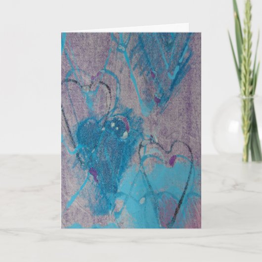 ハート混合メディア、誕生日 カード (正面)