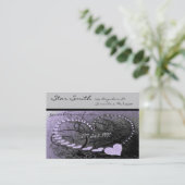 ハート渦巻形のビジネスラベンダー名刺 名刺 (スタンド正面)