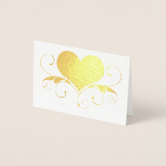 ハート渦 |ピンクグラデーションハート切り出し 箔カード (正面)