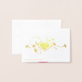 ハート渦 |ピンクグラデーションハート切り出し 箔カード (裏面封筒付き)