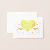 ハート渦 |ピンクグラデーションハート切り出し 箔カード (封筒付き正面)