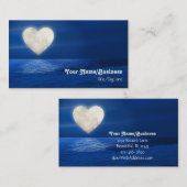 ハート満月の水の上に雪をかぶったビーチ 名刺 (正面/裏面)