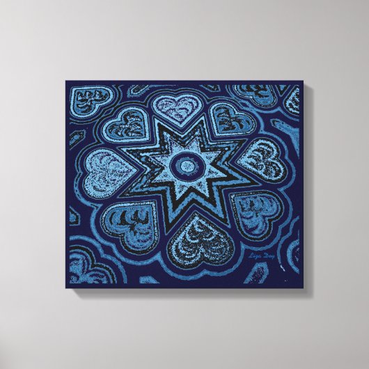 「ハート満載の愛」パネルプリント（素朴） （青） キャンバスプリント (正面)