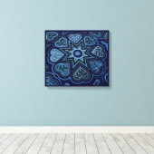 「ハート満載の愛」パネルプリント（素朴） （青） キャンバスプリント (インサイチュ (ウッドフロア))