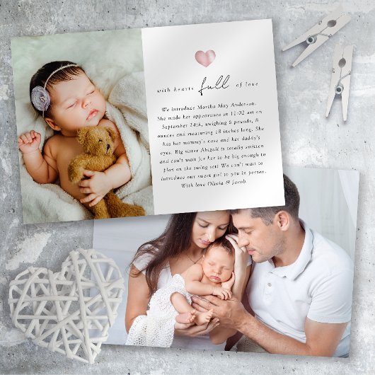 ハート満載ラブフォト誕生 案内状