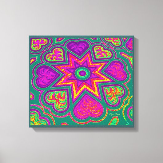 「ハート満載」パネルプリント(Britis)（緑） キャンバスプリント (正面)