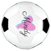ハート滴下バレンタインデー青ピンク名 サッカーボール (回転)