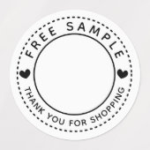 ハート無料サンプルありがとうショッピング ラベル (デザイン2)