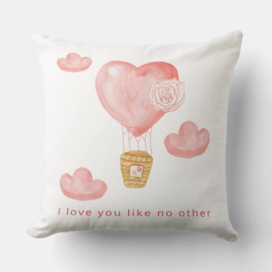 ハート熱気球バレンタインパーソナライズされた写真 クッション (正面)