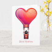 ハート熱気球結婚グリーティングカード カード (黄色い花)