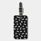 ハート犬の足と骨黒トートバッグネックタイBl ラゲッジタグ (正面縦)