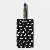ハート犬の足と骨黒トートバッグネックタイBl ラゲッジタグ (裏面縦)