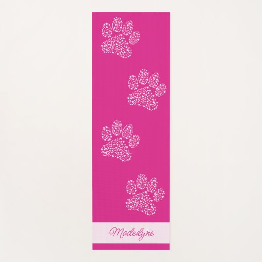 ハート犬の足はホットピパーソナライズされたンクをプリント ヨガマット (正面)