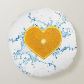 ハート状のオレンジのスライス ラウンドクッション (裏面)