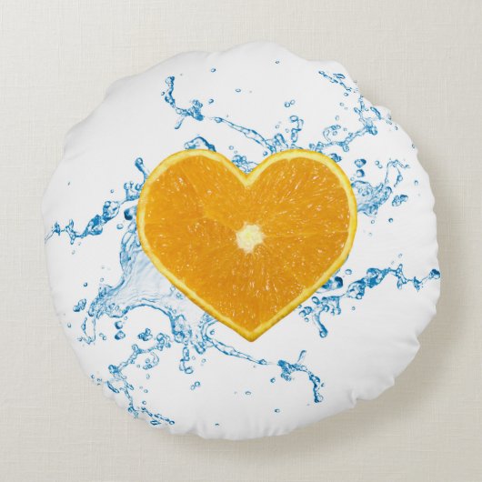 ハート状のオレンジのスライス ラウンドクッション (裏面)