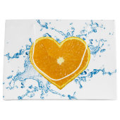 ハート状のオレンジのスライス ラージペーパーバッグ (正面)