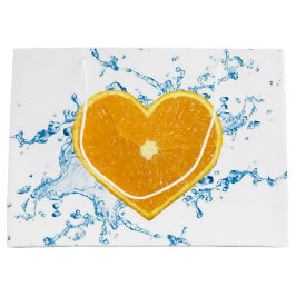 ハート状のオレンジのスライス ラージペーパーバッグ