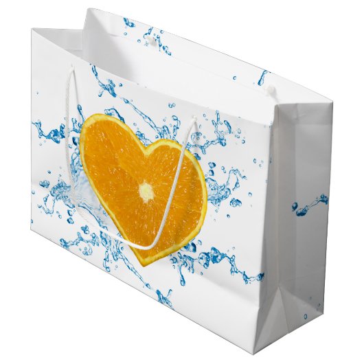 ハート状のオレンジのスライス ラージペーパーバッグ (正面アングル)