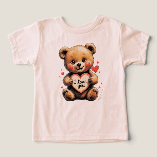 ハート状のカードを持つかわいいテディベア (デザイン正面)