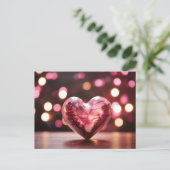 ハート状の容器で木を入れる ポストカード (スタンド正面)