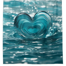 「ハート状の水しぶき」 シャワーカーテン
