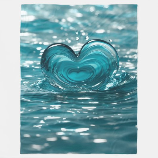 「ハート状の水しぶき」 フリースブランケット (正面)