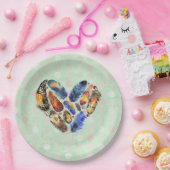 ハート状の水色デザイン ペーパープレート (パーティー)