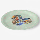 ハート状の水色デザイン ペーパープレート (アングル)