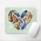 ハート状の水色デザイン マウスパッド (マウス)