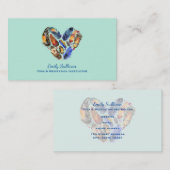 ハート状の水色デザイン 名刺 (正面/裏面)