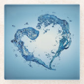 ハート状の水跳ね ガラスコースター (正面)