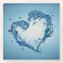 ハート状の水跳ね ガラスコースター