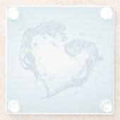 ハート状の水跳ね ガラスコースター (裏面)