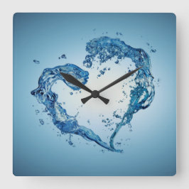 ハート状の水跳ね スクエア壁時計