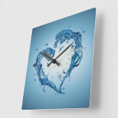 ハート状の水跳ね スクエア壁時計 (傾斜)