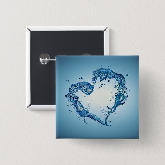 ハート状の水跳ね 缶バッジ (正面&裏面)