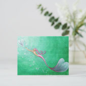 ハート状の泡を追いかける人魚 ポストカード (スタンド正面)