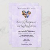 ハート状の結婚羽 招待状 (正面/裏面)