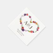 ハート状の花のリース素朴結婚の スタンダードカクテルナプキン (角)