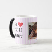 ハート独身のパープルストライプの写真を愛する モーフィングマグカップ (正面左)