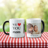 ハート独身のブルーストライプの写真を愛する私たち モーフィングマグカップ