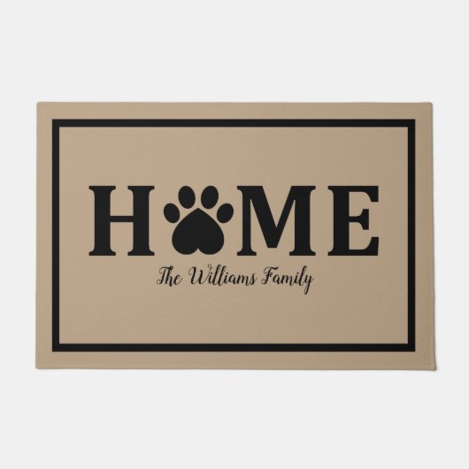 ハート猫の足跡 - HOME- 名入れ ドアマット (正面)