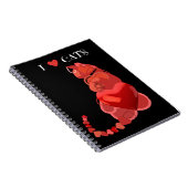 ハート猫スパイラルノート,学校ノート,ブラック ノートブック (右側)