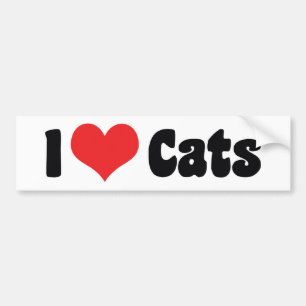 ハート猫大好き - 猫好きのためのギフト バンパーステッカー