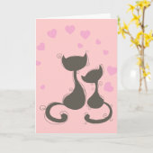 ハート猫 カード (黄色い花)