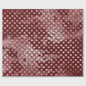 ハート王室のバロックバラ金ゴールドハートブルゴーニュ ラッピングペーパー (フラット)