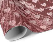 ハート王室のバロックバラ金ゴールドハートブルゴーニュ ラッピングペーパー (ロールコーナー)