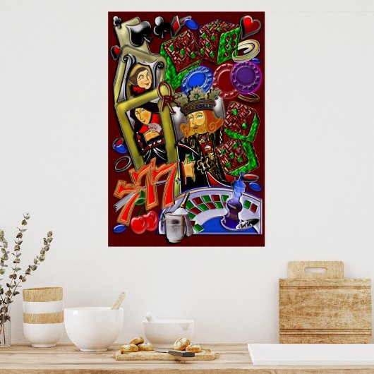 ハート王室のフラッシュ、カジノアート ポスター (キッチン)