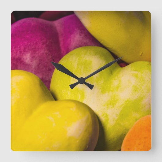 ハート甘いハート... スクエア壁時計 (正面)