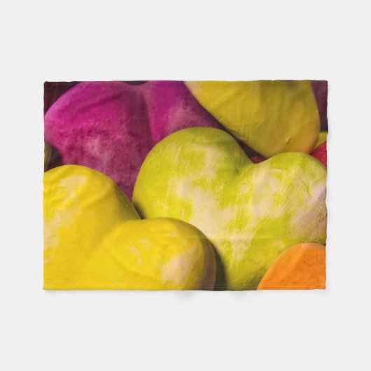 ハート甘いハート... フリースブランケット (正面(横))